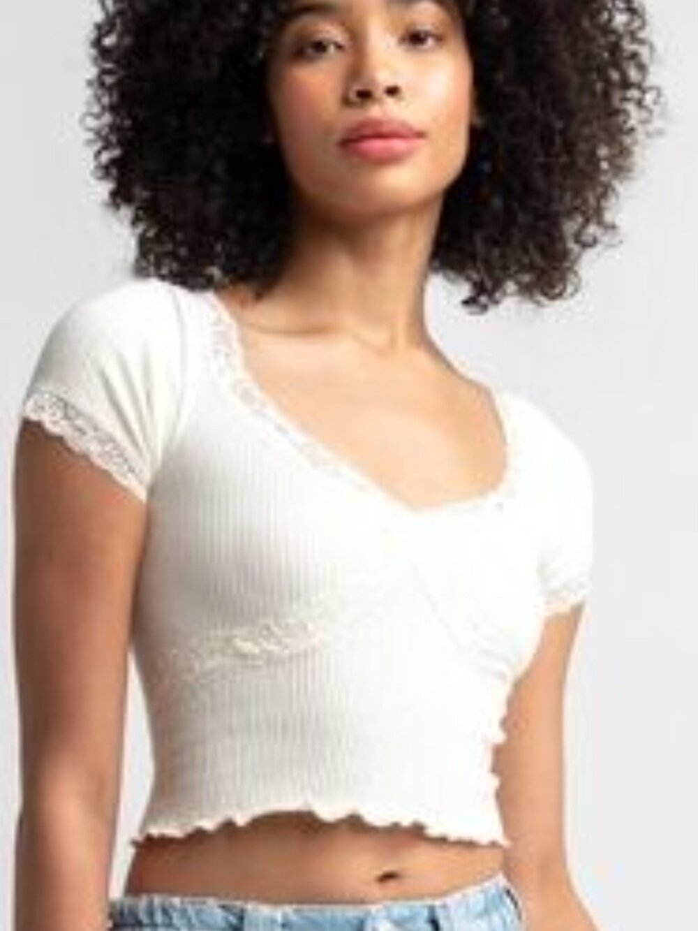 BDG Urban Outfitters London Womens Cross Lace Baby Tee size medium NWT